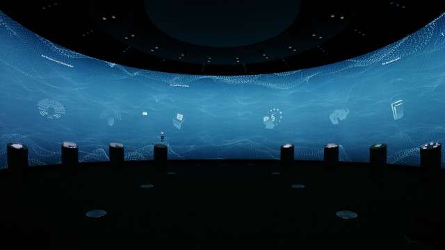 interaktiv, interactive, panorama, projection, media, medien,
stations, stationen, 3d sounddesign, panorama film, besucherzentrum, landtag nrw, munich, muenchen, visuarte